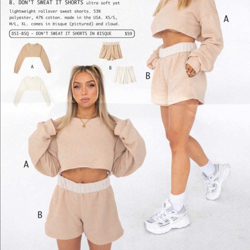 Boyed ‘don’t sweat it’ shorts in Bisque Sz xs / small #0327